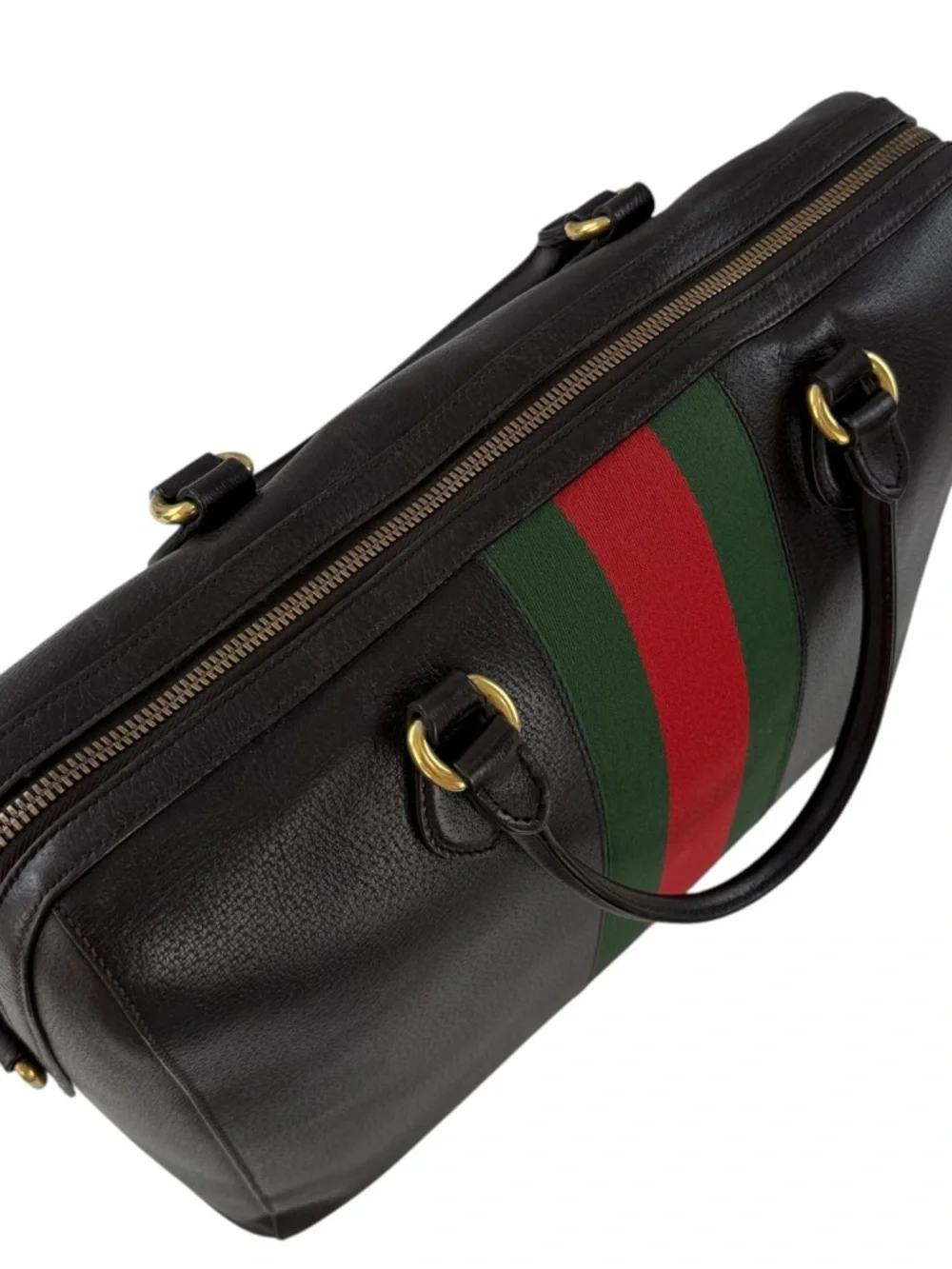 Gucci Calfskin Leather Medium Web Stripe Satchel Bag - Picture 5 of 13